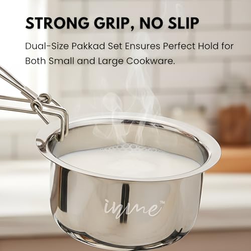Inme Pakkad Pakad for Kitchen, Sansi, Idukki, Hot Pot Utensil Holder, Vessel Holder, Patkara with Grip, Tongs, Chimta, Pincers, Sandasi, Sarashi - Stainless Steel Build (Set of 2 - Small & Large) - Image 5