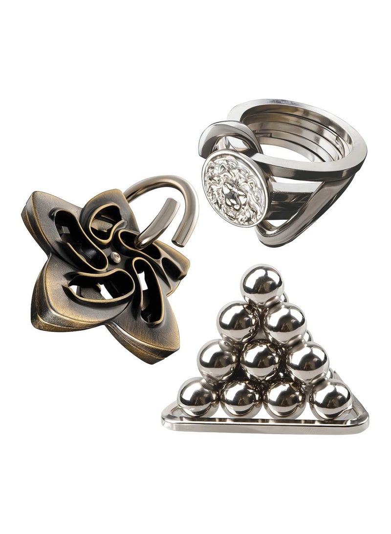 GROWSTEADY ألغاز تحفيز الدماغ 3 قطع من ألعاب ألغاز معدنية مصبوبة ألعاب ألغاز ثلاثية الأبعاد صعبة للغاية للكبار - Image 1