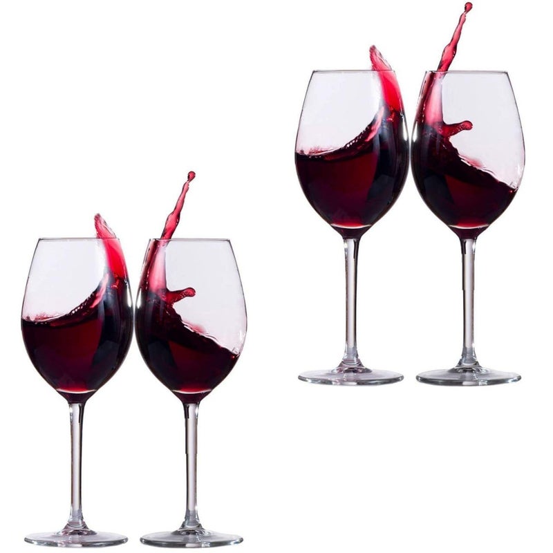 VISMII Red White Wine Glass Curve Wine Glass 310 ML Set of 4 Crystal Brandy Glass Hand Blown LeadFree Ultra Thin Rim Long Stem Wine Drinking Glasses Whiskey Glass - Image 1
