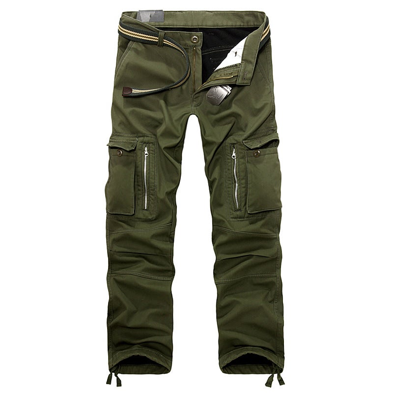 Generic 2023 new mens trousers foreign trade plus velvet padded large size loose all-match work pants 012 spot Army Green  - Image 1