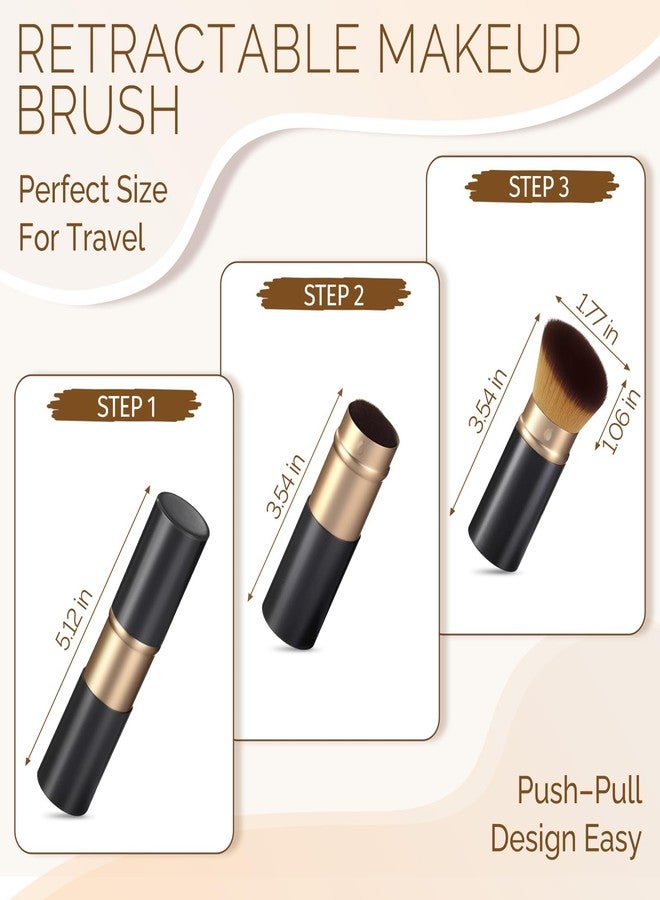 LIALTK Retractable Kabuki Makeup Brush - All-in-One Travel Foundation, Powder, Blush, Liquid & Cream Face Brush | Portable & Easy to Use for Women & Beginners (Black) - Image 4