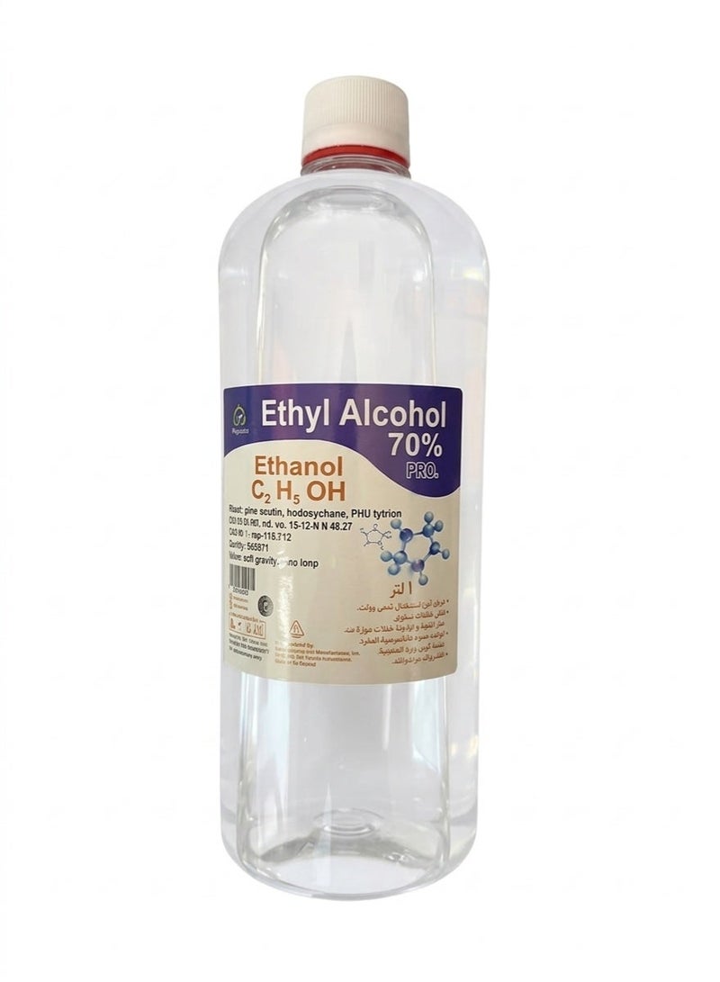 City Pharma Ethyl Alcohol 1 Liter, Multi Purpose Liquid for General Cleaning and Disinfection, Practical Bottle Suitable for Home and Professional Use