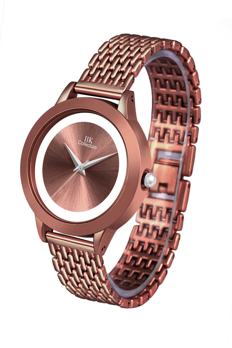 IIK COLLECTION Watch for Women Round Studded Dial Girls Watches |Analogue Quartz Movement Ladies Watch Long Battery Life Stainless Steel Chain Strap Double Lock Clasp Safety Watch for Girls. - Image 5