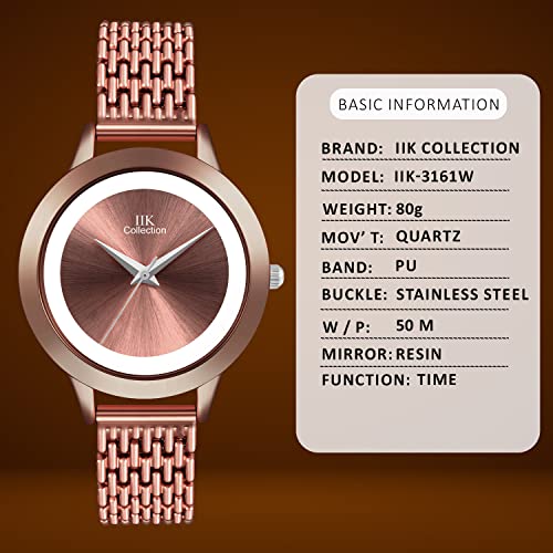 IIK COLLECTION Watch for Women Round Studded Dial Girls Watches |Analogue Quartz Movement Ladies Watch Long Battery Life Stainless Steel Chain Strap Double Lock Clasp Safety Watch for Girls. - Image 4
