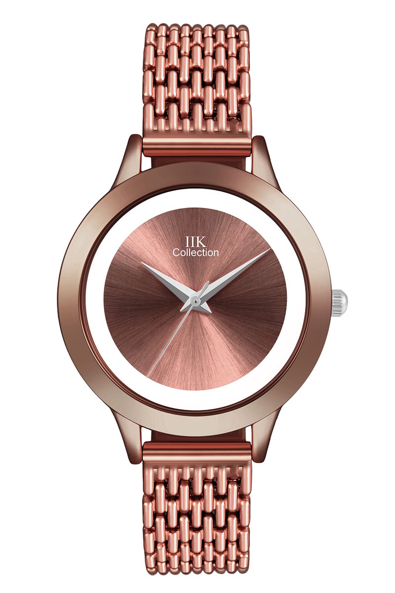 IIK COLLECTION Watch for Women Round Studded Dial Girls Watches |Analogue Quartz Movement Ladies Watch Long Battery Life Stainless Steel Chain Strap Double Lock Clasp Safety Watch for Girls. - Image 1