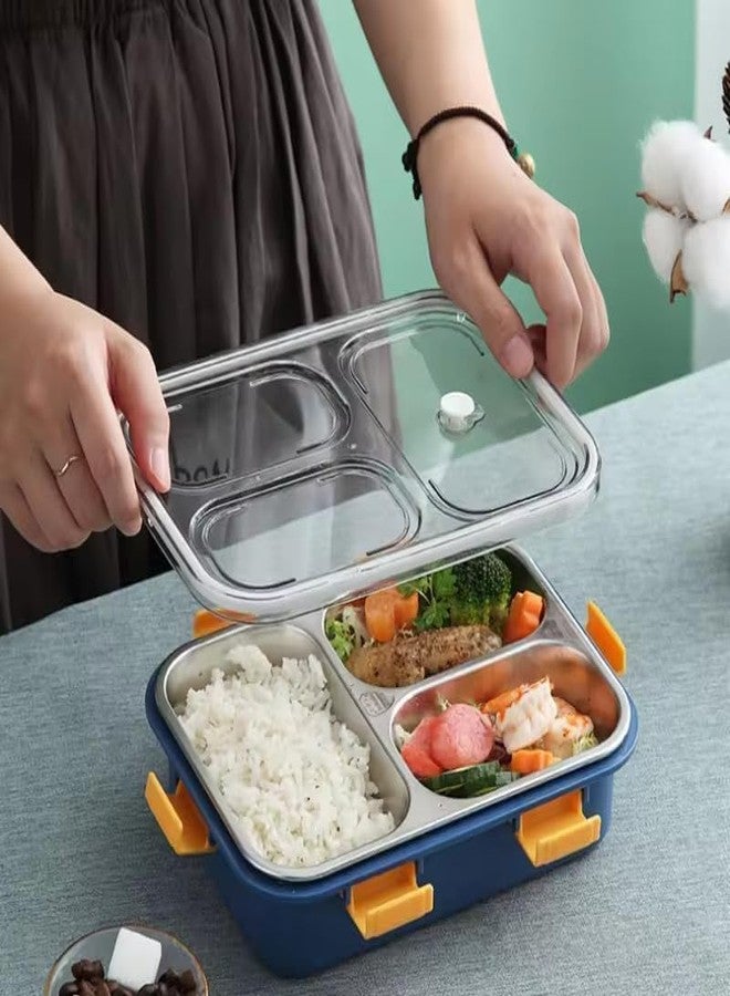 JHR Store Premium Stainless Steel 3-Compartment Lunch Box – BPA-Free, Airtight & Leak-Proof Container with Spoon, Fork & Chopsticks, Ideal for Office, School, College, and Travel” - Image 2