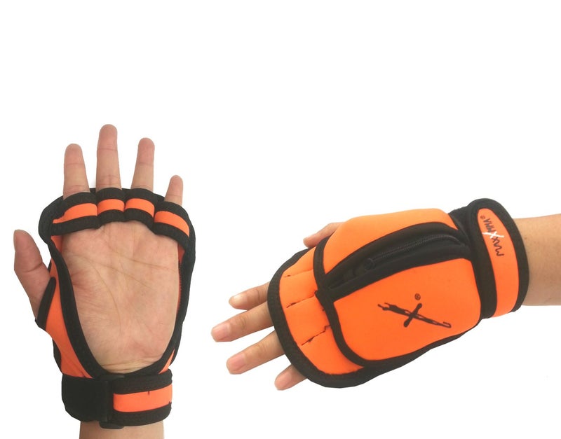 MaxxMMA Adjustable Weighted Gloves, 2 lb. Set - Removable Weight (2 x 0.5 lb. Each Glove) for Sculpting MMA Kickboxing Cardio Aerobics Hand Speed Coordination Shoulder Strength (Orange) - Image 3