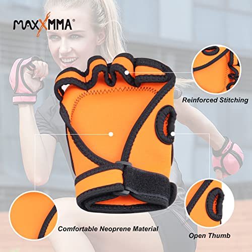 MaxxMMA Adjustable Weighted Gloves, 2 lb. Set - Removable Weight (2 x 0.5 lb. Each Glove) for Sculpting MMA Kickboxing Cardio Aerobics Hand Speed Coordination Shoulder Strength (Orange) - Image 5