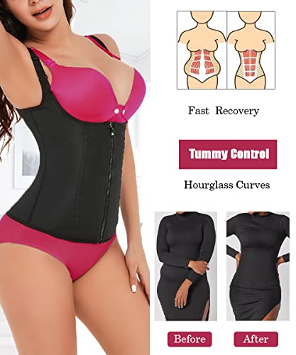 GainKee Waist Trainer with Straps Work Out Waist Trainers for Women Neoprene Corset Waist Trainer Cincher (Large, Vest) Black - Image 2