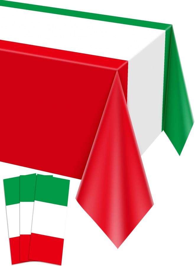 Geodurn 3 Pieces 54 x 108 Inches Italian Flag Plastic Tablecloth, Disposable Rectangle Italy Table Covers for Italian Themed Parties, National Day Celebrations, Family Gatherings, and Birthday Supplies - Image 1