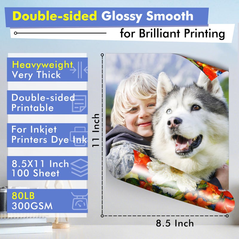 KOALA PAPER Koala Thick Photo Paper Double-sided Glossy Heavyweight Paper 8.5X11 Inches 80LB 100 Sheets 300GSM Cardstock Compatible with Inkjet Printer - Image 2