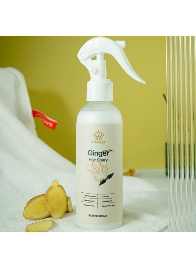 STARPLEX Ginger Leave-In Hair Spray 180ml, Anti Hair Loss Anti Frizz, Repair Dry Hair Heat Protection Anti Static, Soothe Scalp Leave-In Smoothing, Suitable for Men & Women - Image 4