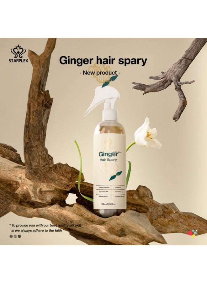 STARPLEX Ginger Leave-In Hair Spray 180ml, Anti Hair Loss Anti Frizz, Repair Dry Hair Heat Protection Anti Static, Soothe Scalp Leave-In Smoothing, Suitable for Men & Women - Image 1