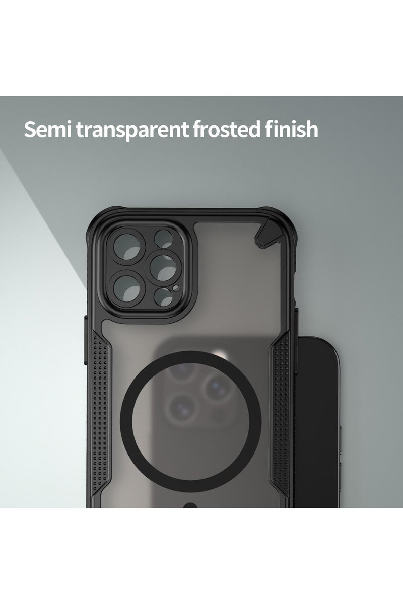 غطاء حمايه لهاتف ايفون 12 برو جراب مغناطيسي ياتي بحواف مرتفعة حول الشاشة وعدسة الكاميرا تساعد على منع الخدوش - أسود - Image 5