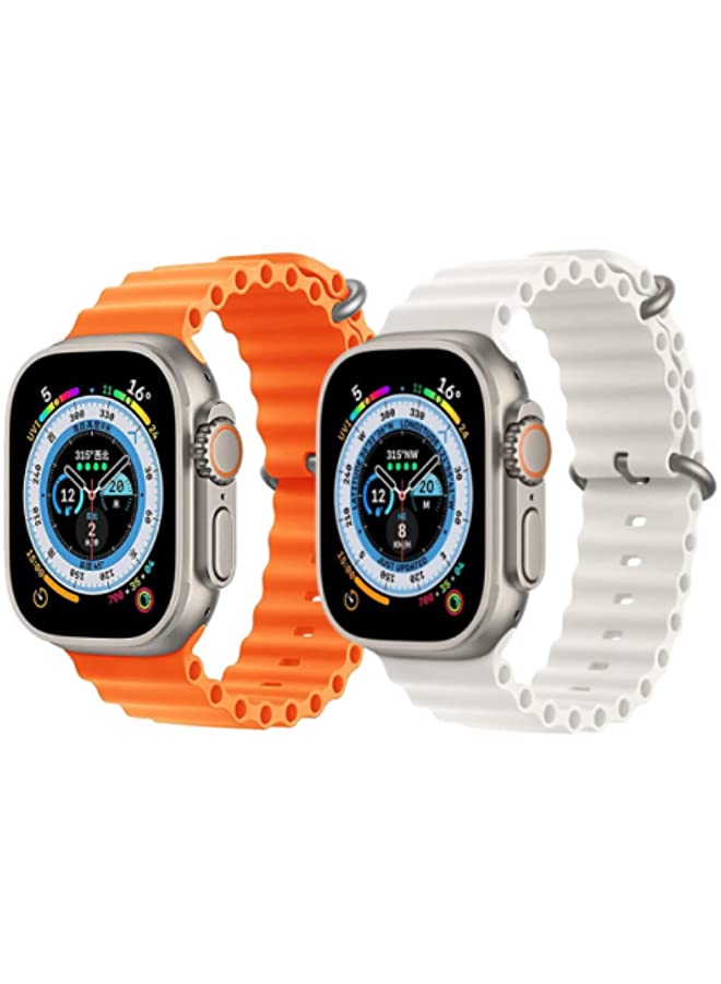 vesus Silicone Ocean Band Strap for Apple Watch 38/40/41mm Orange/Snow White Set of 2