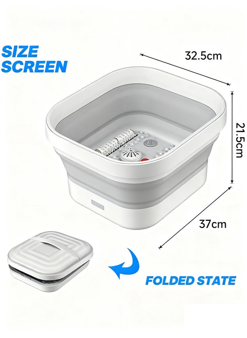 Aikanbo Foldable Electric Foot Spa，Foot Massage Bathtub with Massage，Heat，Vibration and Air Bubbles，Foot Massager with 8 Rollers，Smart Thermostat，Red Light，Pill Box （White） - Image 3