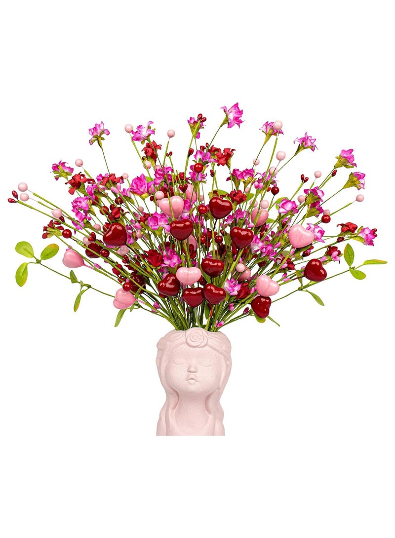 Mmmon Valentines Day Decorations 9 Pack,ValentinegDay Flowers Artificial Valentines Day Picks withRed and Pink Heart for Valentine's DayAnniversary Wedding Ornaments - Image 1