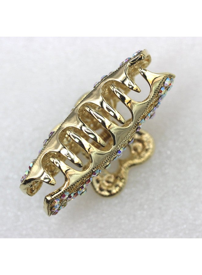 Faship Sparkling Ab Rhinestone Crystal Floral Hair Claw Clips - Image 4