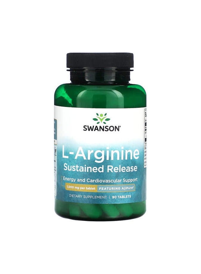 SWANSON L-Arginine, Sustained Release, 1,000 mg, 90 Tablets