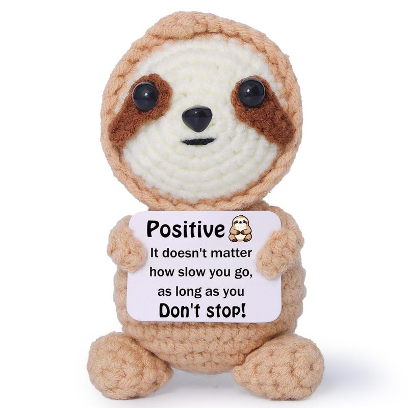OkiyiD Emotional Support Crochet Positive Sloth Gifts Handmade Stuffed Animal with Positive Affirmation Card Desk Decor Office Gift for Women Friends - Image 2