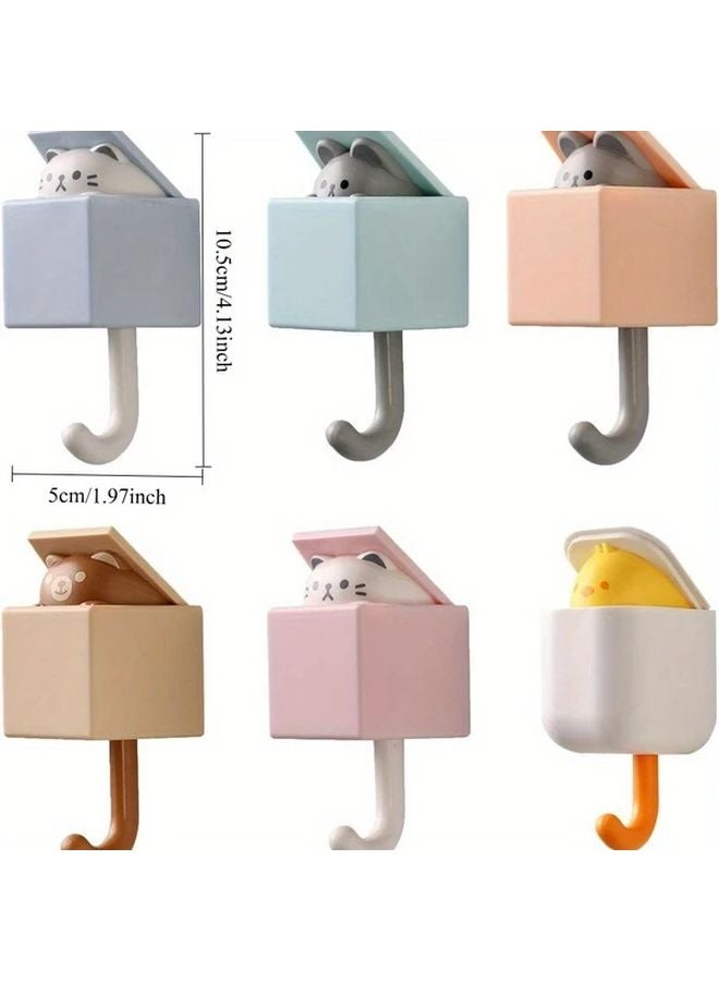 Grey Blue Cat Cartoon Hook Strong No Drill Design for Keys Hats Bags - Image 4