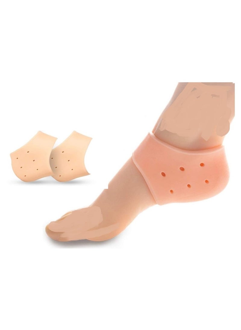 Generic "Moisturizing Silicone Heel Protectors for Heel Sores and Plantar Fasciitis Relief - Pair of Thick Heel Sleeves for Bone Spurs and Heel Pain Relief, Silicone Heel Pads for Cracked and Dry Feet - For Men and Women with Air Vents for Ventilation, Foot Moisture Retention, and Crack Prevention - Medical Gel Insoles for Daily and Sports Heel Pain Relief."  - Image 1