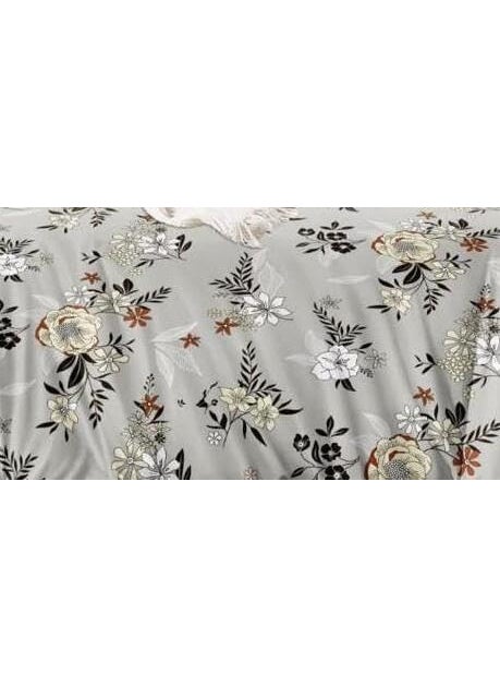 DECOR2ADMIRE DECOR2ADMIRE 300 Thread Count Premium Cotton Queen Size Printed Double Bedsheet with Two Pillow Covers for Home 90 Inches x 100 Inches Grey Floral H603 300 TC  - Image 3