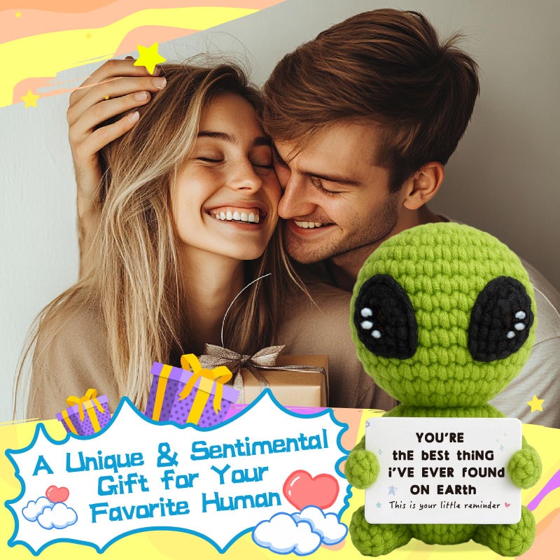 TKGIFTHOT Unique Valentines Gifts for Him Her Boyfriend Girlfriend Crochet Alien Valentines Day Anniversary Birthday Funny Romantic Gifts to My Love Men Women - Image 5
