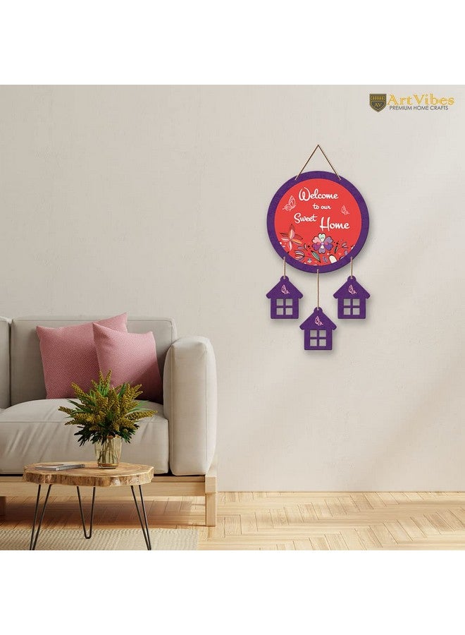 Artvibes Welcome Wooden Wall Hangings Decoration Items for Home | Gift | Quotes | Mdf Wood Decoration for Living Room | Artworks Designer| Welcome Sign Wooden Hanger | Modern Decor (WH_7203N) - Image 2
