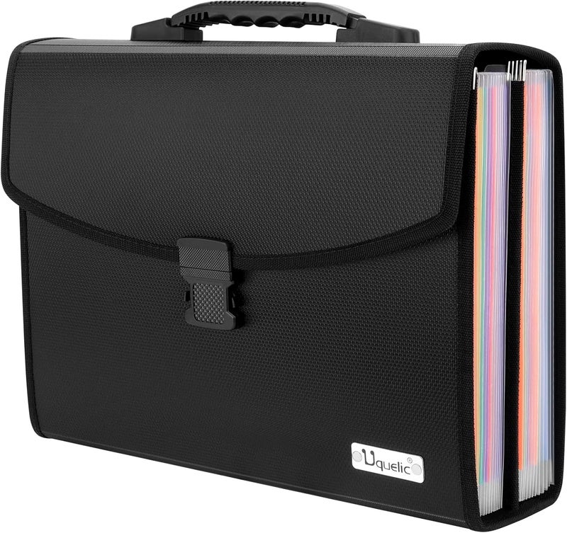 Uquelic 26 Pockets Expanding File Folder - Accordion Savor Document Organizer Folio Upgraded Durable Buckle, Base with Ergonomic Portable Handle/Large Legal Size Expandable File Organizer - Image 1