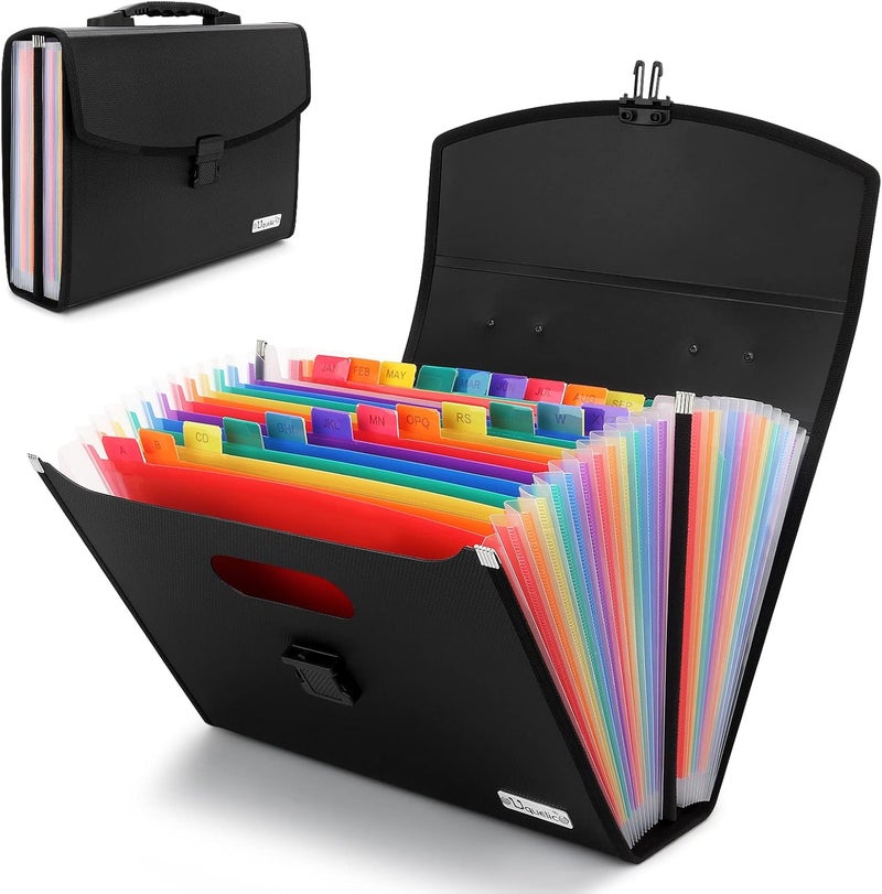 Uquelic 26 Pockets Expanding File Folder - Accordion Savor Document Organizer Folio Upgraded Durable Buckle, Base with Ergonomic Portable Handle/Large Legal Size Expandable File Organizer - Image 2