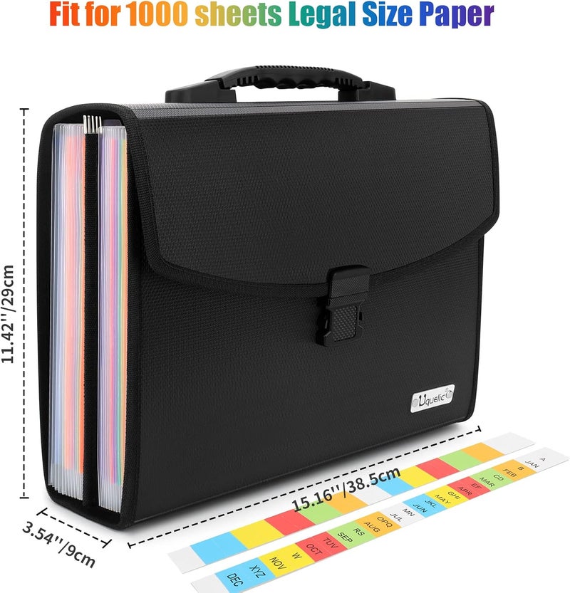 Uquelic 26 Pockets Expanding File Folder - Accordion Savor Document Organizer Folio Upgraded Durable Buckle, Base with Ergonomic Portable Handle/Large Legal Size Expandable File Organizer - Image 3