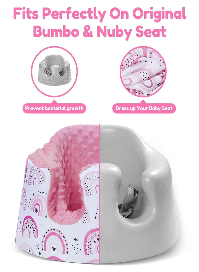 غطاء مقعد BOMOLOUR متوافق مع مقعد Bumbo و Nuby، غطاء مقعد أرضي قابل للإزالة وجيد التهوية للأطفال من الأولاد والبنات، المقعد غير متضمن (قوس قزح وردي) - Image 5