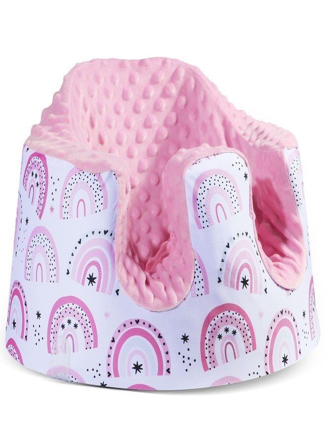 غطاء مقعد BOMOLOUR متوافق مع مقعد Bumbo و Nuby، غطاء مقعد أرضي قابل للإزالة وجيد التهوية للأطفال من الأولاد والبنات، المقعد غير متضمن (قوس قزح وردي) - Image 1