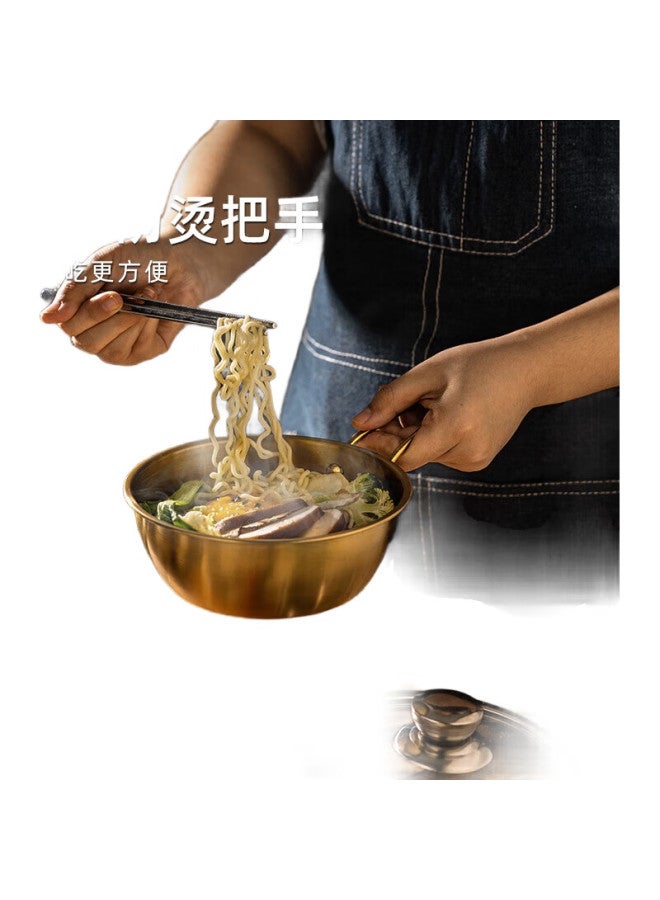 Newair Ramen Bowl With Handle, 304 Stainless Steel, Korean-Style With Lid, For Home And Dormitory Use, Student Rice Mixing, Food-Grade, Large Capacity - Image 1