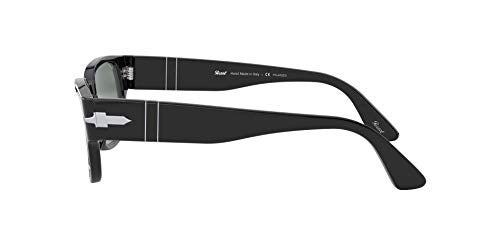 Persol PO3245S Square Sunglasses, Black/Green Polarized, 52 mm - Image 2