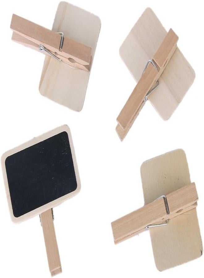 Cauaoa 20 Pieces Mini Chalkboard Signs with Clips, Wooden Rectangle Message Boards,with Clip Message Chalk Board Tag Signs Clips Basket Labels Clip for Memo,Note Taking - Image 5