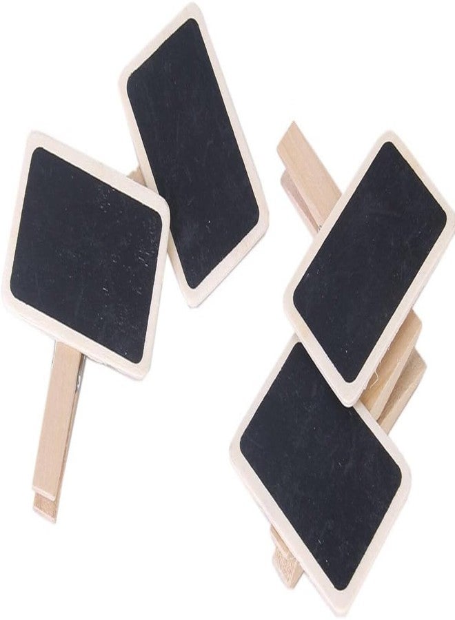Cauaoa 20 Pieces Mini Chalkboard Signs with Clips, Wooden Rectangle Message Boards,with Clip Message Chalk Board Tag Signs Clips Basket Labels Clip for Memo,Note Taking - Image 3