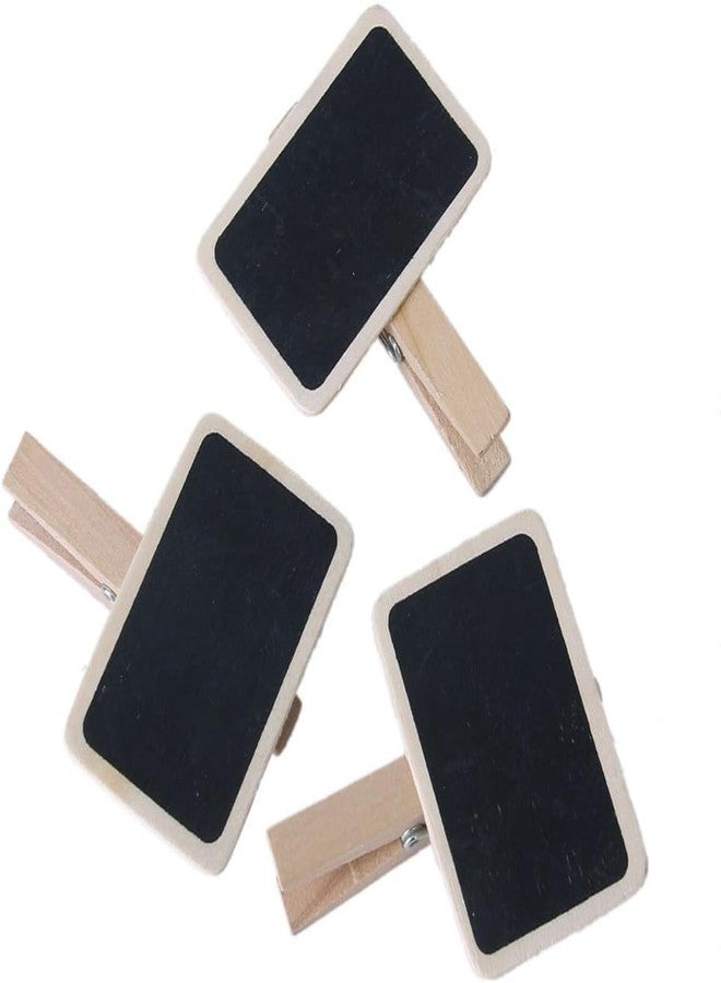 Cauaoa 20 Pieces Mini Chalkboard Signs with Clips, Wooden Rectangle Message Boards,with Clip Message Chalk Board Tag Signs Clips Basket Labels Clip for Memo,Note Taking - Image 4
