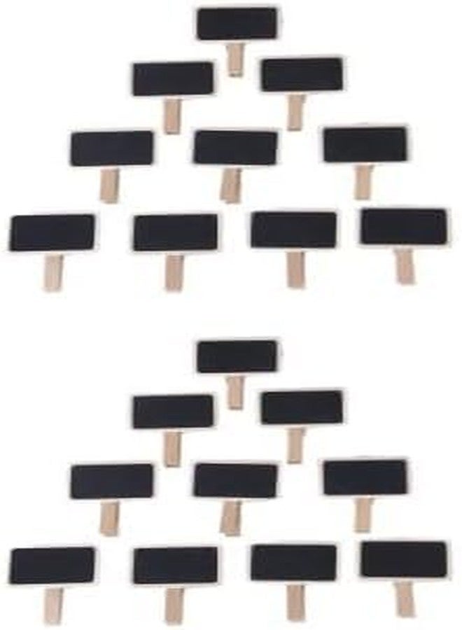 Cauaoa 20 Pieces Mini Chalkboard Signs with Clips, Wooden Rectangle Message Boards,with Clip Message Chalk Board Tag Signs Clips Basket Labels Clip for Memo,Note Taking - Image 1