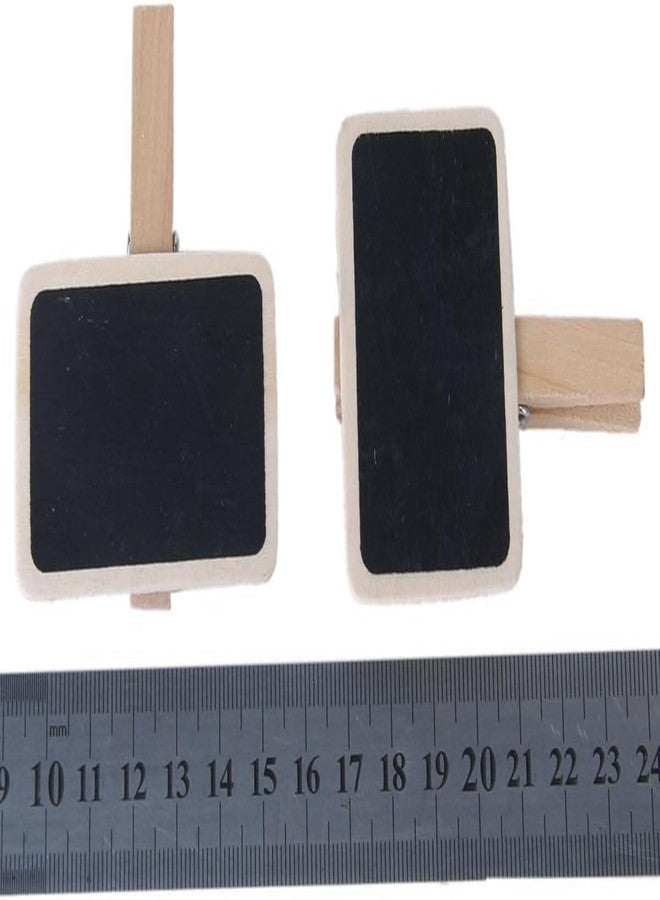 Cauaoa 20 Pieces Mini Chalkboard Signs with Clips, Wooden Rectangle Message Boards,with Clip Message Chalk Board Tag Signs Clips Basket Labels Clip for Memo,Note Taking - Image 2