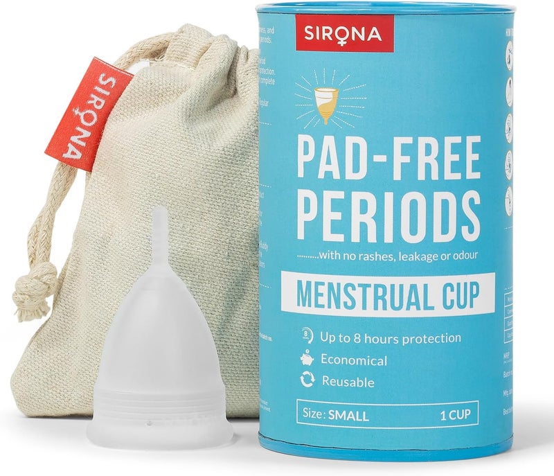 Sirona Sirona Reusable Menstrual Cup - Small Size | Ultra-Soft, Odor-Free, Rash-Free Medical-Grade Silicone with Pouch | Leak-Proof Period Cup for Heavy & Light Flow | Tampon & Pad Alternative | Pack of 1 