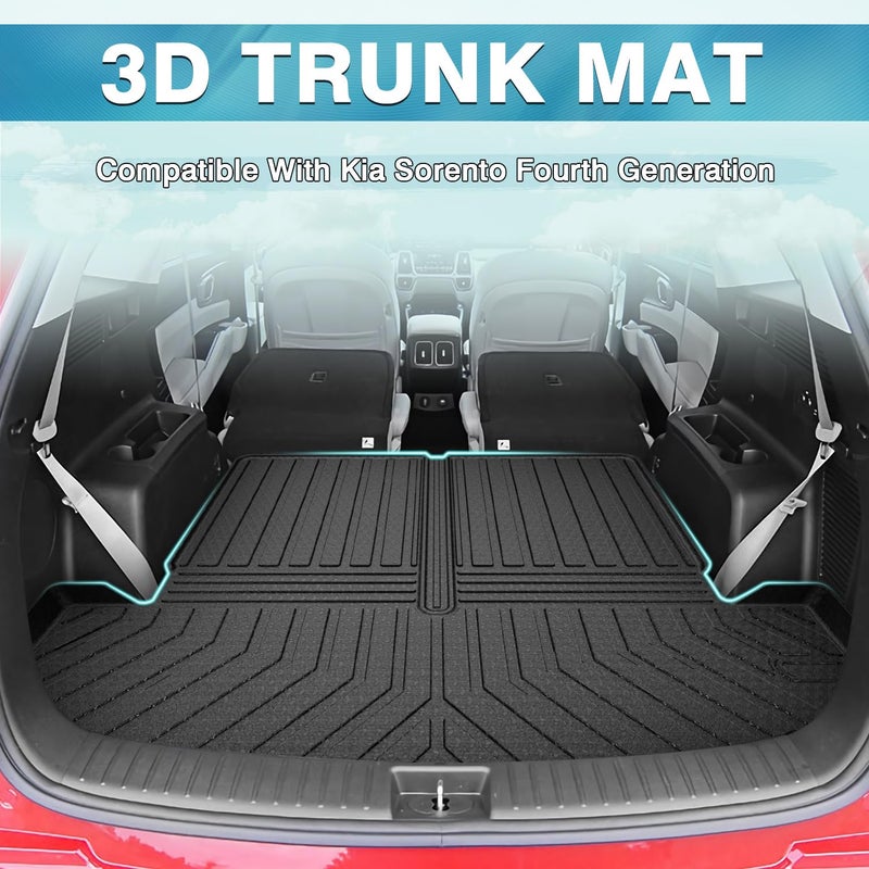 Mixsuper Cargo Liner for Kia Sorento 2021-2025 2026, All Weather Cargo Mat Rear Trunk Liner for Sorento Accessories Behind The 2nd Row Seats Black - Image 2