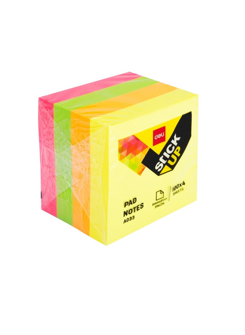 Deli 400-Piece Sticky Notes 2x2 Inch Size Multicolour  - Image 1