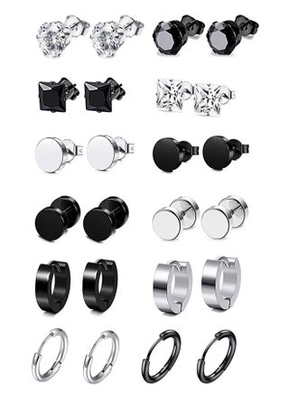 12 Pairs Black and  Silver