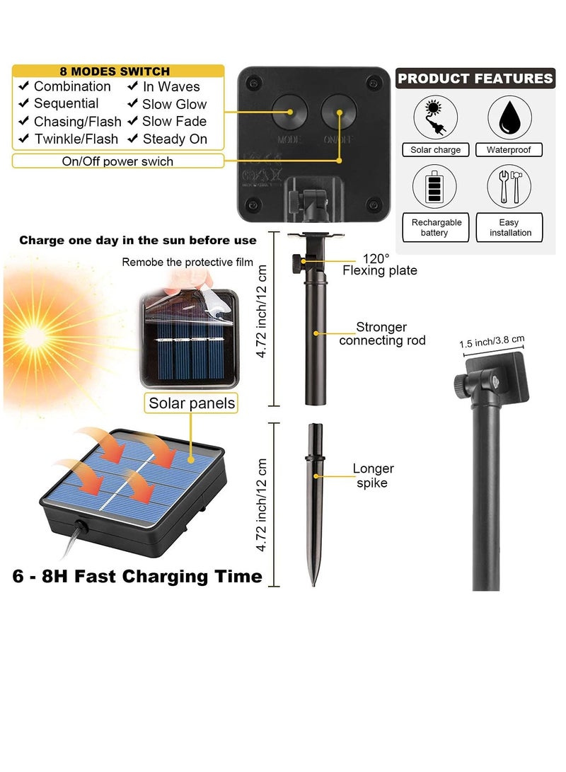 PAMEER Solar Powered Fairy String Lights 10Mtr 100 LEDs Strip for Christmas EID Ramadan Diwali Wedding Birthday Party Home Decoration Waterproof with 8 Modes Changing Button at Solar Panel Multicolor - Image 4