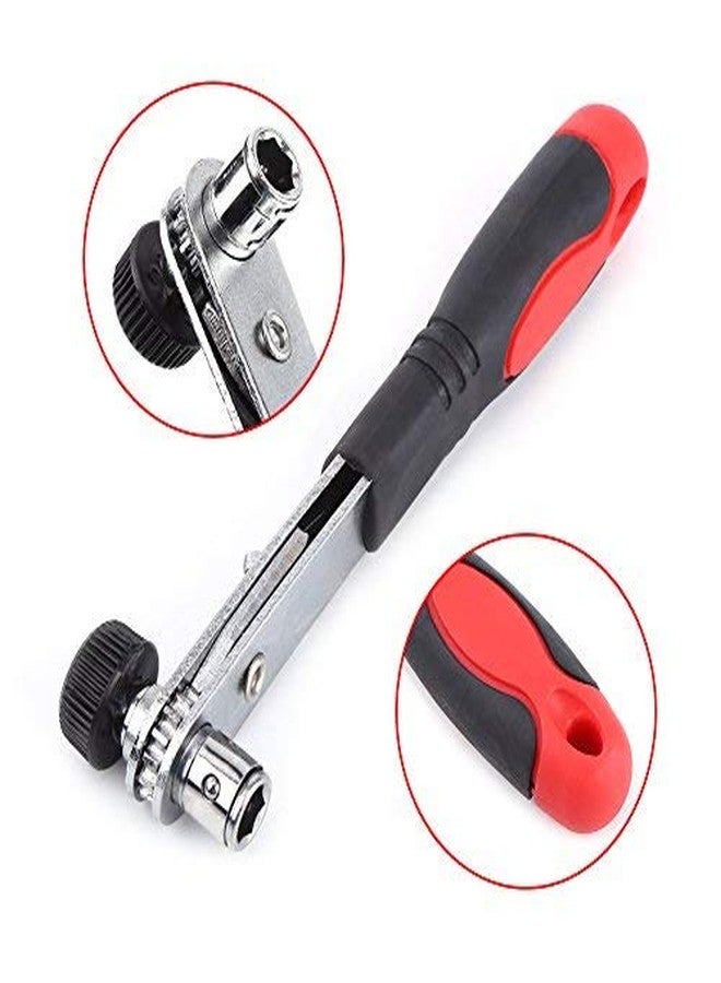 Walfront 1/4" Wrench Screwdriver Ratchet Handle with Interchangeable Driver Bits and Hex Socket Ratchet Wrench Sockets Tool Sets Red+Black - Image 4