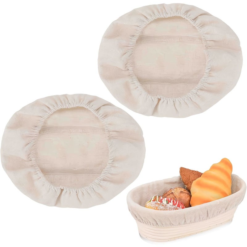 2pcs Oval Bread Proofing Basket Cloth Liners 10 X 6 Inches Dough Baking Covers for Home and Bakery - Image 1