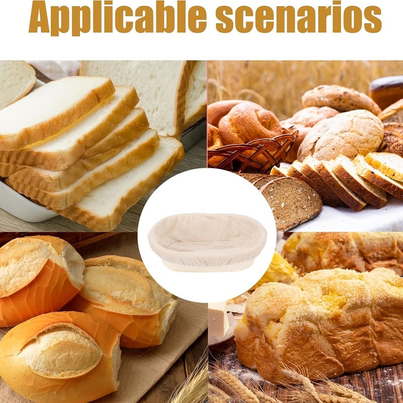 2pcs Oval Bread Proofing Basket Cloth Liners 10 X 6 Inches Dough Baking Covers for Home and Bakery - Image 3