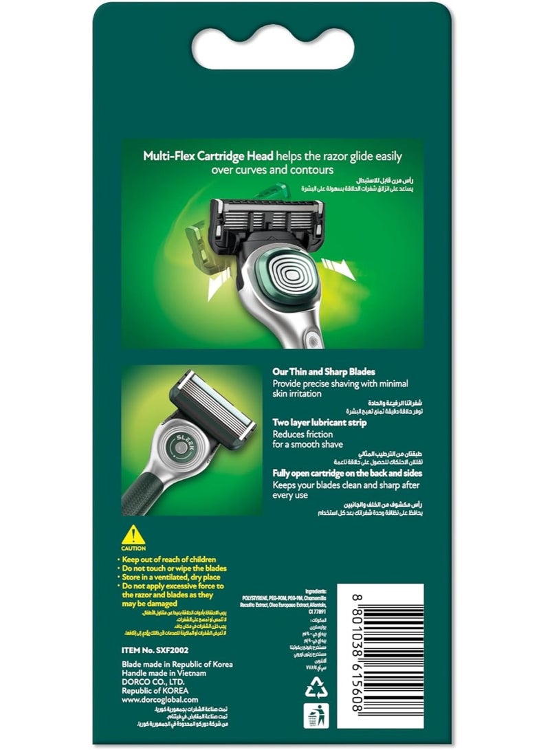 DORCO شفرة دوركو سليك بتقنية متعددة المرونة، 1 مقبض + 2 شفرات - Image 2